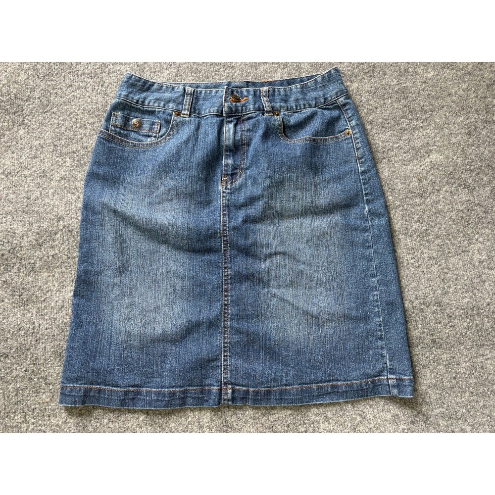 Bay Studio Khakis Denim Skirt Womens Size 6 P Blue Knee Length